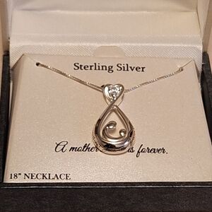 Kohl's Sterling Silver 925 Teardrop Necklace - "A Mother's Love Is Forever" NWT